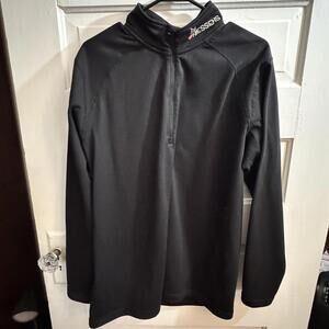 Thiessens Pullover Mens Large Black Quarter Zip Mock Neck Polyester Base Layer